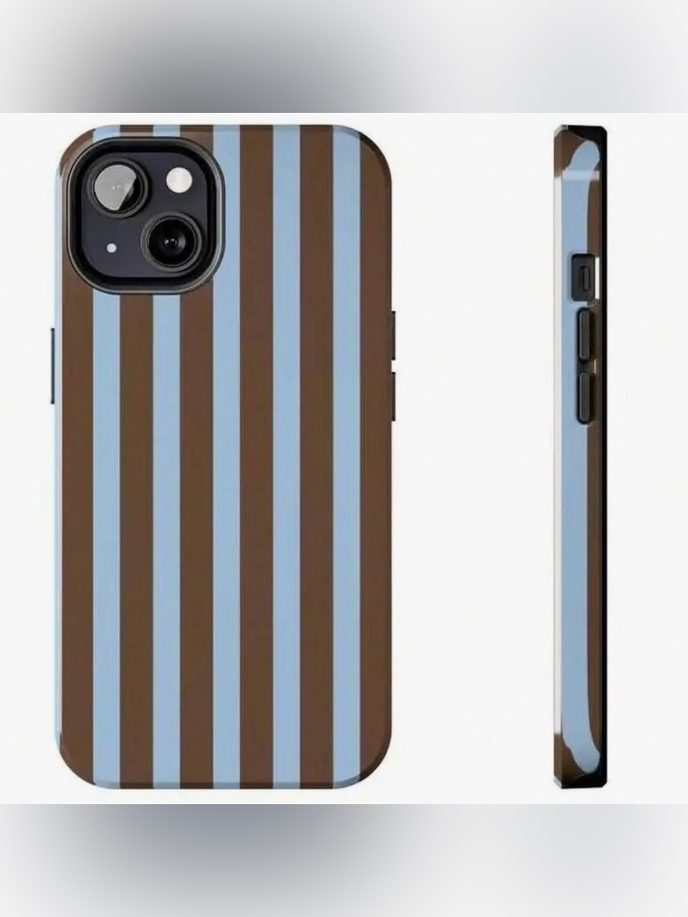 Brand New! iPhone 14 Phone Case - Striped Blue and Brown